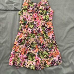 wonder nation Pink Tropical Floral One-Piece Romper